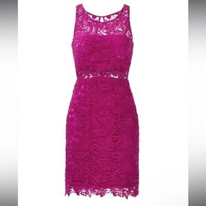 ML Monique Lhuillier Mulberry Purple Lace Sheath Formal Dress- Size 4